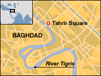  41119167 baghdad tahrir sq map203 1 - Seventeen die in Baghdad attack