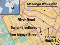  41247110 ken nairobi3 map203 1 - Four die as Kenyan building falls