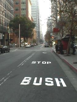 sacramento street stop bush 1 - US Seeks Laser Weapon To Shoot Down Enemy Satellites