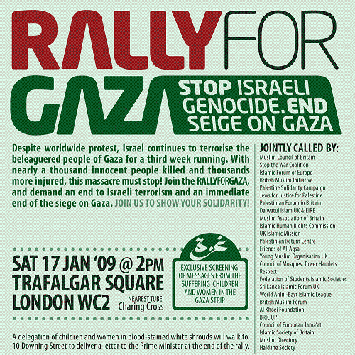 GazaFlyer 17thJanWeb 1 - Gaza Demonstration and Rally dates across the UK
