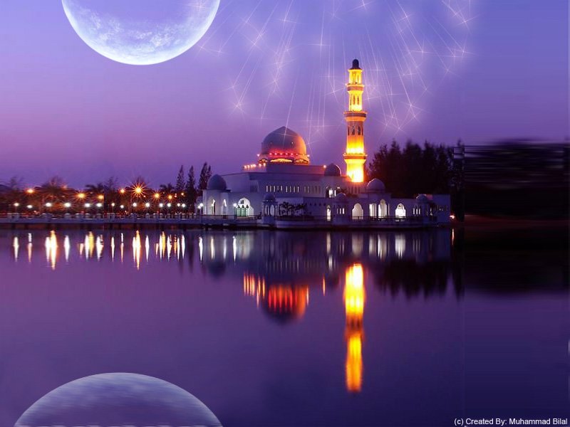 Beautiful Mosque Night Fantasy 1 - Heart Warming Pics