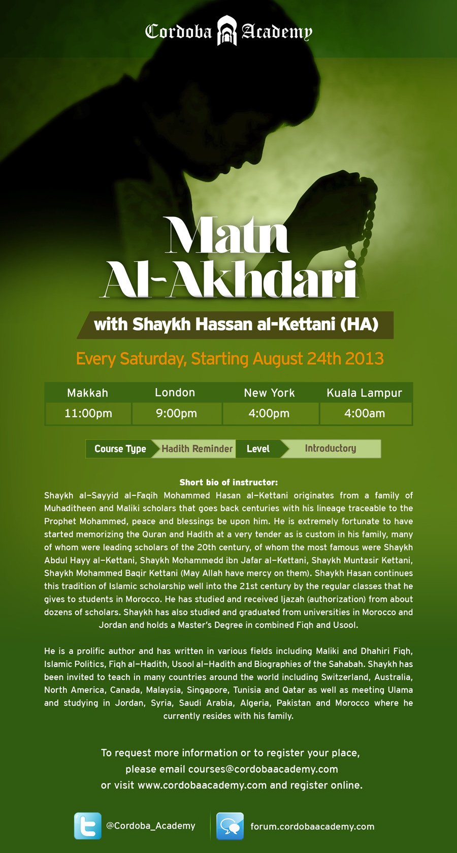 Matn Al Akhdari Flyer 1 - Cordoba Academy Fall Course:Matan Al-Akhdari