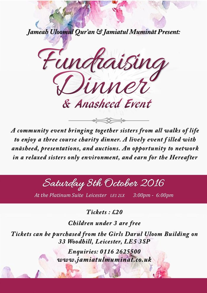 Fundraising Dinner 1 - Event for females in Leicester, United Kingdom!