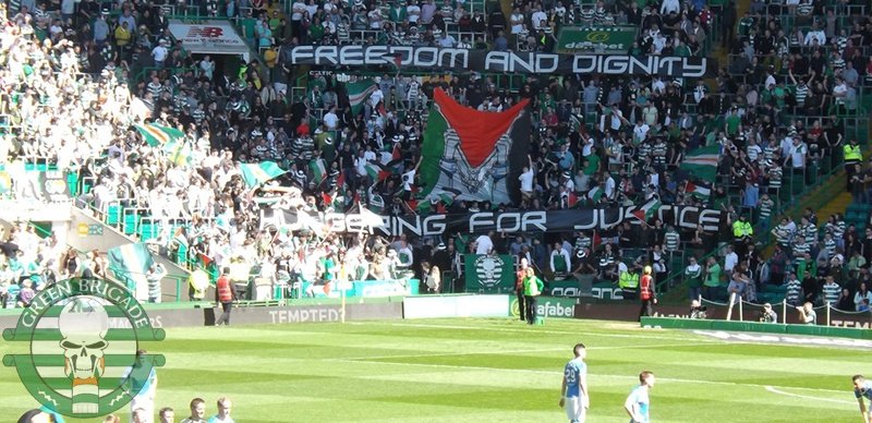 1edt 1 - Celtic football club fans show support to the Palestinian people.
