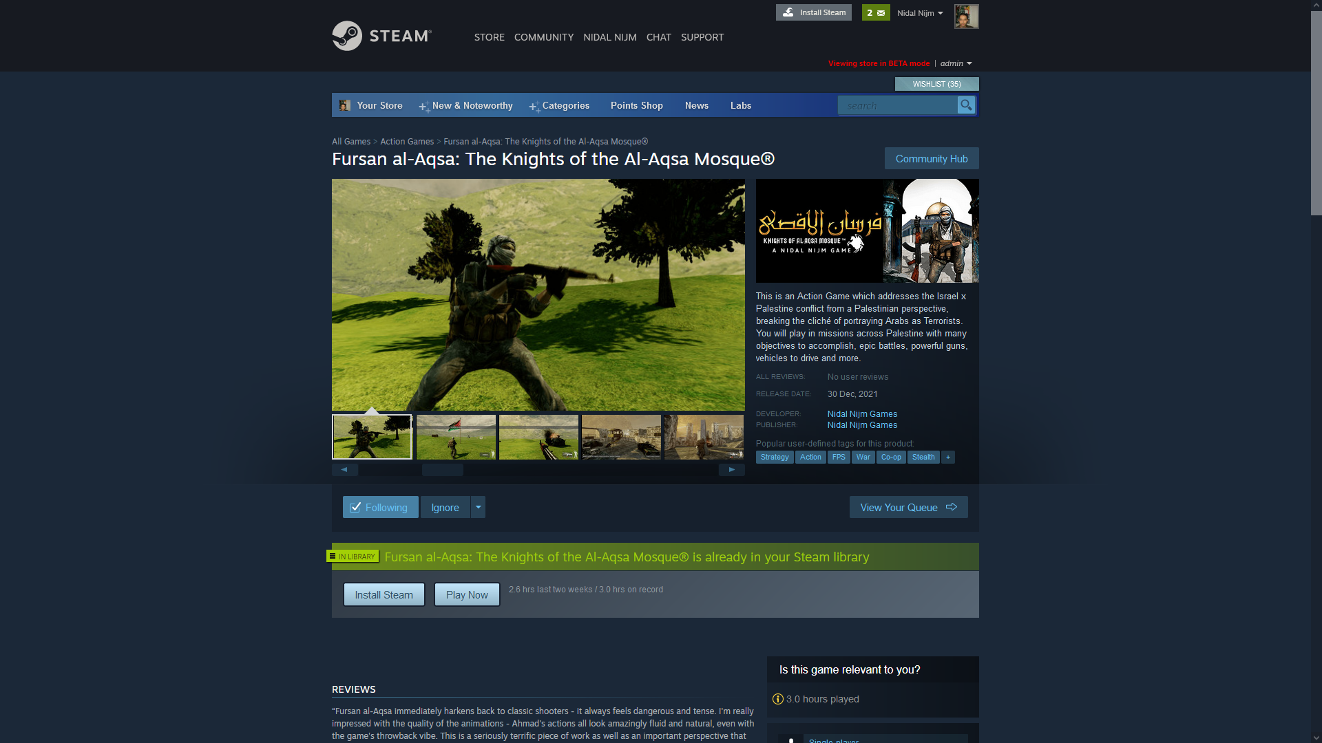 Fursan alAqsa on Steam 1 - I am developing a game about Palestine Resistance