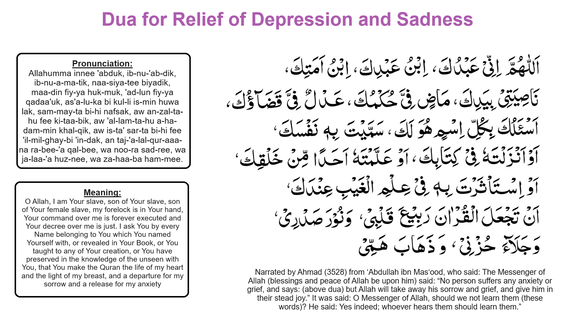 Dua for Relief of Depression and Sadness 1 - Dua for Relief of Depression and Sadness
